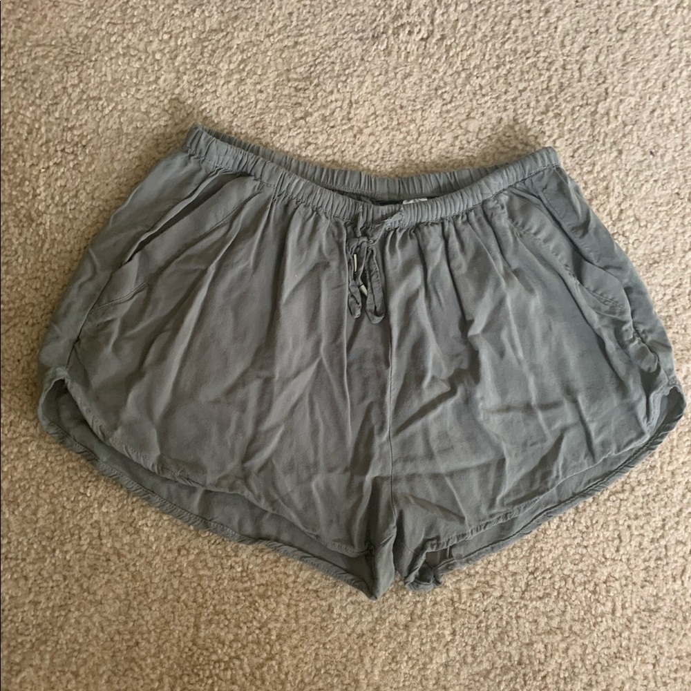 army green flowy shorts